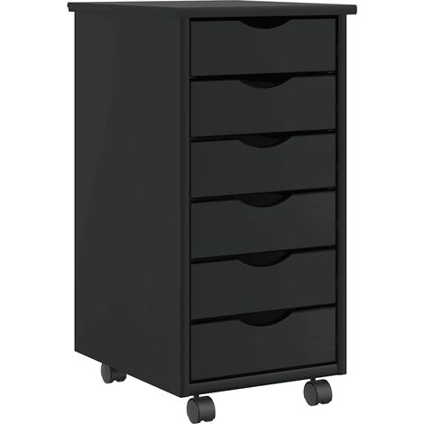 Cajonera con ruedas MOSS madera maciza de pino negro (1/5)