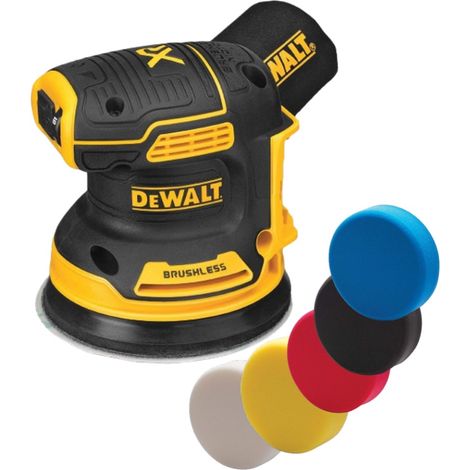 Dewalt DCW210N Cordless Brushless 18v XR Orbital Sander 125mm Polishing Pads x5 (1/3)