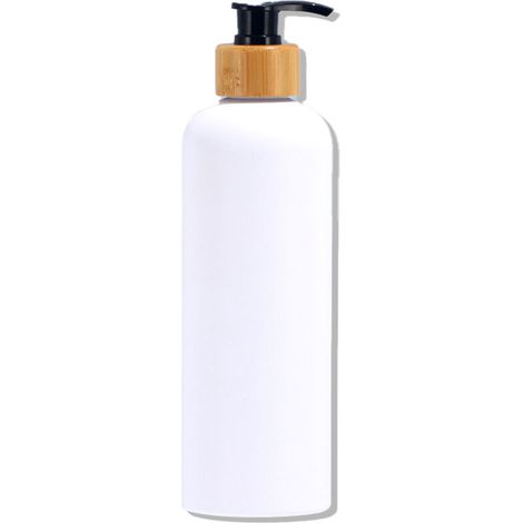 Refillable pump bottles with an elegant design for liquid soap and shower gel, eco-friendly dispenser made of sustainable material with a bamboo pump, pressurized soap - AquaForge (1/5)