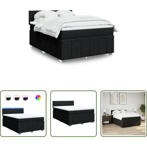 Matelas à ressorts ensachés - Sommier à lattes de lit avec matelas Noir 160x200 cm Tissu (1/5)
