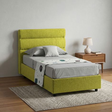 Cama Individual Adalpina, Colchón Incluido, Desenfundable, Hecho en Italia, Con Almacenaje, Verde (1/5)