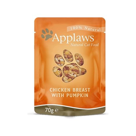 APPLAWS Pechuga de pollo con calabaza en caldo - comida húmeda para gatos - 24 x 70 g