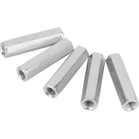5-teiliges Set: M8-50-mm-Hülse, M8-Sechskantmutter für lange Stangen, M8-Gewindedistanzstück aus Kohlenstoffstahl, M8-Gewindehülse, Verbindungshülse (Innengewinde) (1/4)