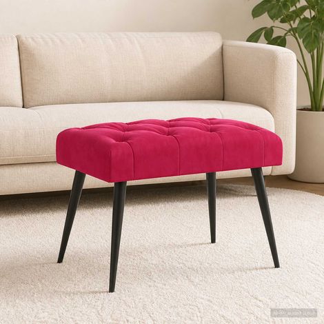 vidaXL Panchina con bottoni imbottiti Rosso Vino 60 x 40 x 45 cm (1/5)