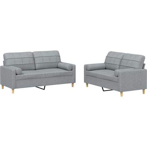 Maison Exclusive - Set Divani 2 pz con Cuscini Grigio Chiaro in Tessuto (1/5)