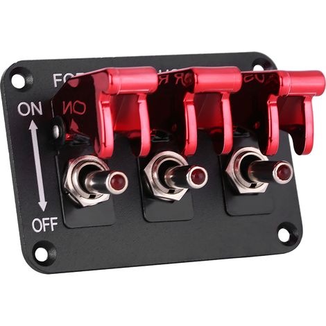 12V-Panel mit 3 roten Kippschaltern für Rennwagen (1/5)