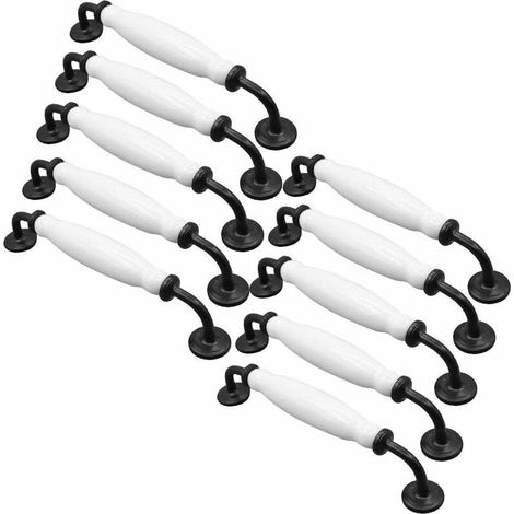 10 poignées arquées pour portes, tiroirs et meubles (entraxe de perçage : 128 mm) KLB