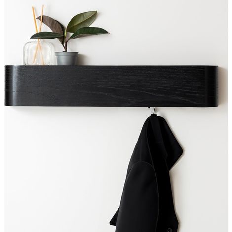Perchero de pared para salón o recibidor, con gancho negro. (1/5)