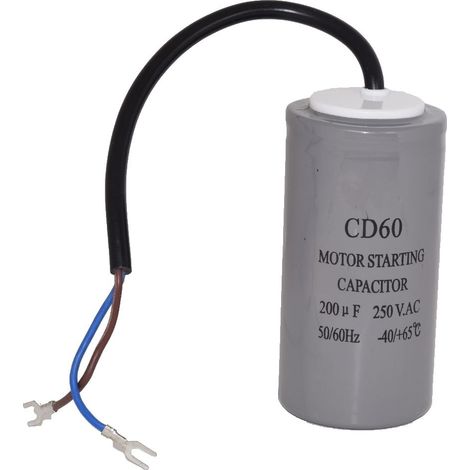 Universal 200UF / 200MFD AC Motor Start Capacitor with Cable 250v