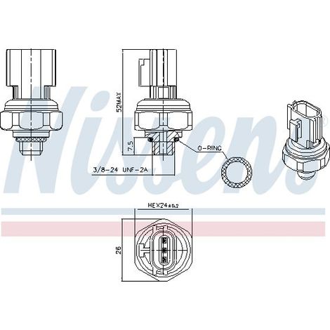 Pressostat, climatisation NISSENS 301077 GENESIS 97721D2000