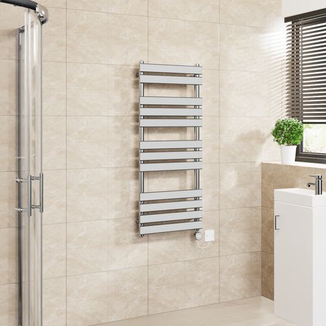 Flat Electric Towel Rail Touch Screen Timer Chrome 1200x500mm (1/4)