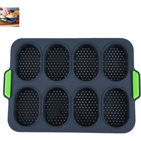 Bandeja para hornear pan francés de 1 pieza, bandeja antiadherente para mini baguettes, ideal para panecillos caseros, 34,5 x 23,8 x 2,5 cm. (1/4)