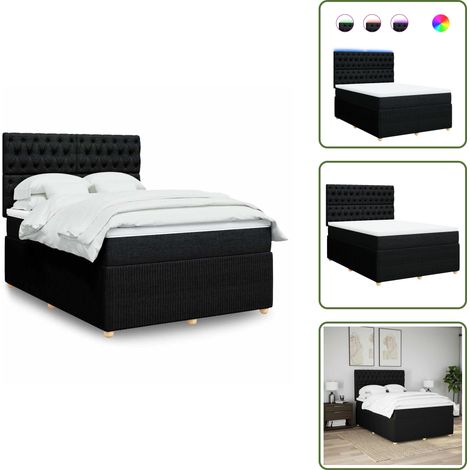 Sommier à lattes de lit avec matelas Noir 140x190 cm Tissu - Sommier À Lattes De Lit - Sommiers À Lattes De Lit - Lit - Meuble De Chambre À Coucher
