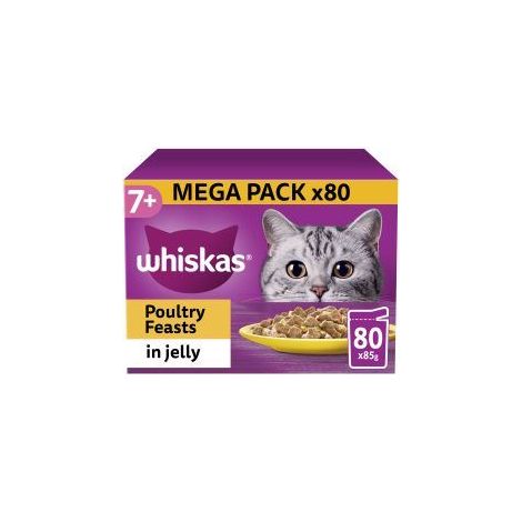 Whiskas 7+ Poultry Feasts Senior Wet Cat Food Pouches in Jel - 85g - 811976