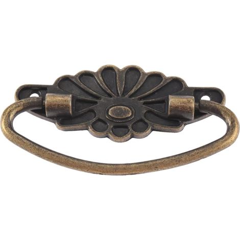 Poignée de tirage vintage en bronze antique, bouton laiton 81 mm (1/5)