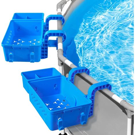 Lot de 2 paniers de rangement suspendus pour piscine, organiseur polyvalent pour gobelets et serviettes (bleu foncé) (1/5)