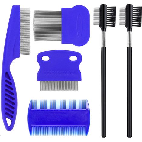 Lot de 5 peignes de toilettage pour animaux - Brosse anti-puces, peigne à dents fines pour nettoyage des yeux et soin du pelage (1/5)
