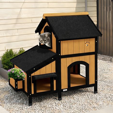 Maison pour chat coloris jaune en tannenholz 96 x 65 x 85,5 cm (1/5)