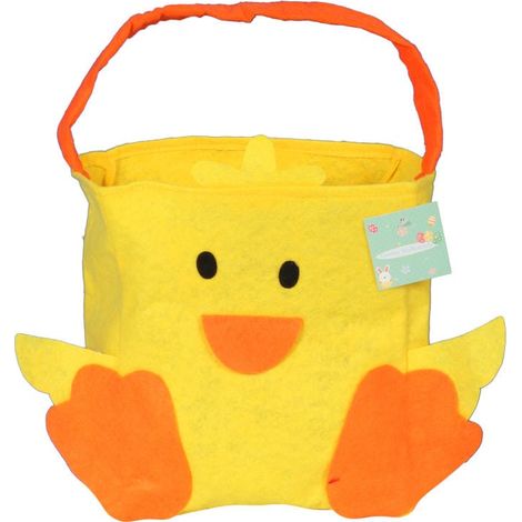 Gelber Ostergeschenkbeutel aus Filz mit Huhn