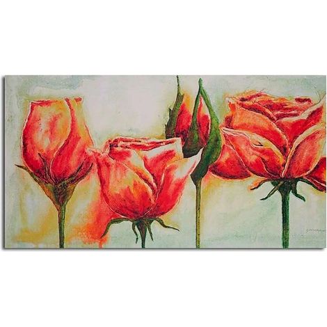 Tableau fleurs roses - 70 x 50 cm (1/4)