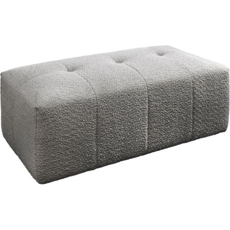 Pouf IMPERIA grau – Klassischer Pouf aus Bouclé-Stoff