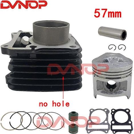 Kit de cilindro de 57 mm, pistón y junta. Todos los juegos para Suzuki GS125 GN125 125CC GN 125 EN125 GZ125 DR125 TU125 157FMI K157FMI (Negro convexo). (1/5)