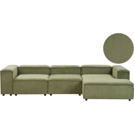 Modul Ecksofa 4-Sitzer ARDAL Cord Grün linksseitig