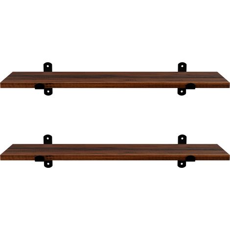 Lot de 2 Étagères Murales Flottantes, Marron et Noir (1/5)
