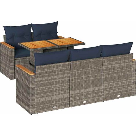 Maison Exclusive - 6-tlg. Garten-Sofagarnitur mit Kissen Grau Pol (1/5)