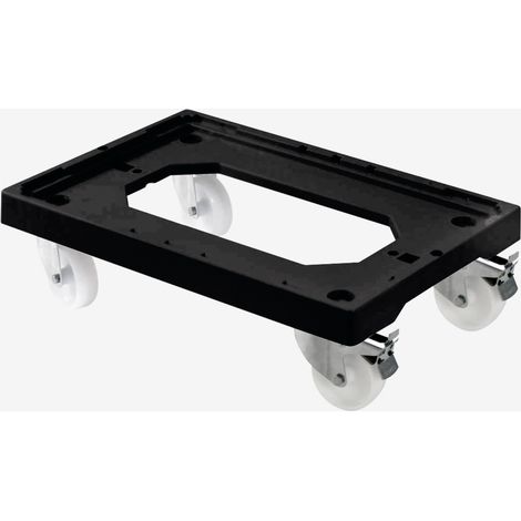 Socle rouleur 4 roues pivotantes + 2 freins - chape acier - noir - Gilac