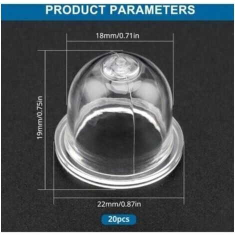 20 Pièces Carburateur Amorce Pompe Ampoule 22 mm Poire Pompe Amorcage Accessoires de Carburateur pour Debroussailleuse Tronçonneuse Souffleur Tondeuse (1/3)