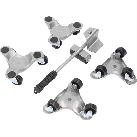 Ensemble de 4 roulettes de déménagement avec système de levage, chariot de déménagement triangulaire en fer pour meubles et objets lourds à domicile (1/5)