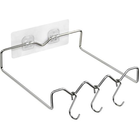 Étagère murale pour lavabo, en acier inoxydable, crochet de rangement multifonctionnel et peu encombrant pour salle de bain et cuisine. (1/5)