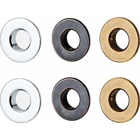6 Pièces Anneau de Trop-Plein, Insert D'anneau en Laiton, Bagues pour Trop-plein de Lavabo Pièce de Rechange pour évier de Salle de Bain Ou Cuisine (Chrome, Patine Noire, Couleur Antique) (1/4)