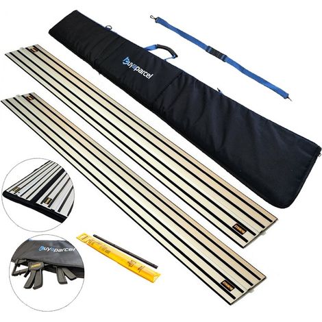 2 x DeWalt DWS5022 1.5m Guide Rail for DWS520 Plunge Saws & Connector + Tool Bag (1/5)