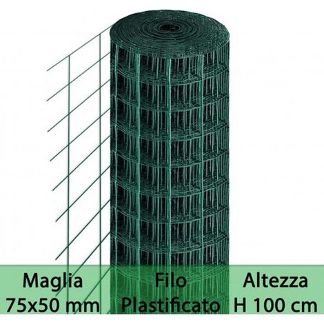 RETE RECINZIONI METALLICA PLASTIFICATA ELETTROSALDATA 75x50 h100cm 25mt (1/3)