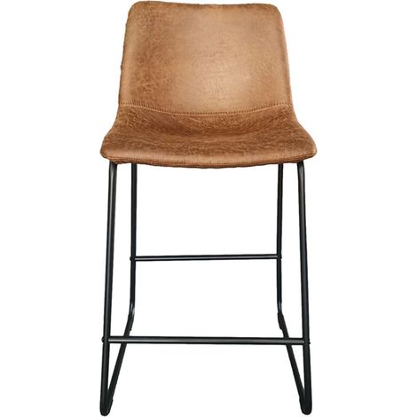 Sedia da bancone MANCO – PU cognac – Gambe in metallo – Altezza 93 cm – Stile vintage