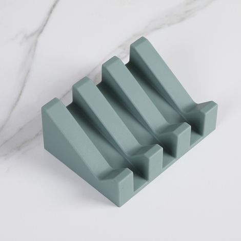 Porte Savon - Porte-Savon Silicone Moderne - Anti-Rouille - Surface Inclinée avec Évacuation d'eau pour Mieux Conserver Le Savon - Boite à Savons Originale pour Salle de Bain ou Cuisine(vert canard) (1/5)