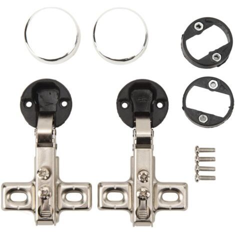 BUNTHAUS Lot de 2 charnières pour porte vitrée – Cup 26 mm – Bras droit (recouvrement total / plein)