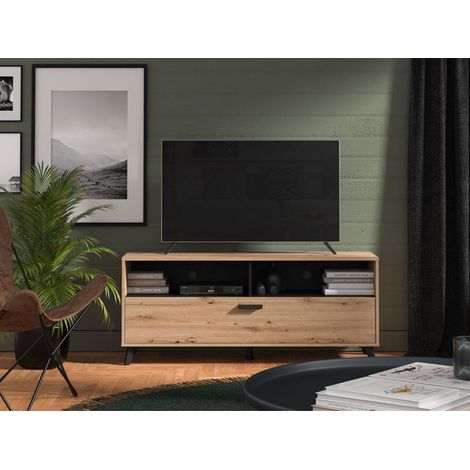 Mobile Porta tv Platania, 3 Ripiani, Un'anta, 4 Vani, 137.5x40x57.5h cm Marrone Rovere Nodi (1/5)