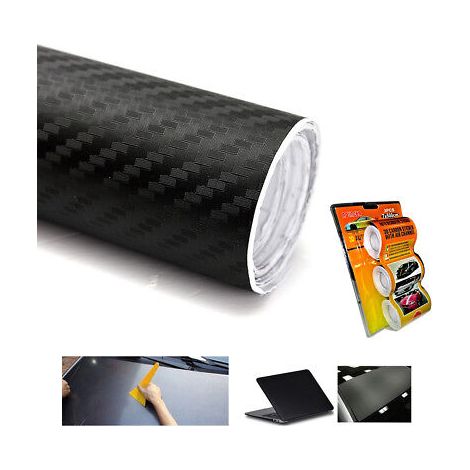 PELLICOLA ADESIVA IN CARBONIO 3D 3 ROTOLI 7x500 cm AUTO/MOTO ADESIVA WRAPPING