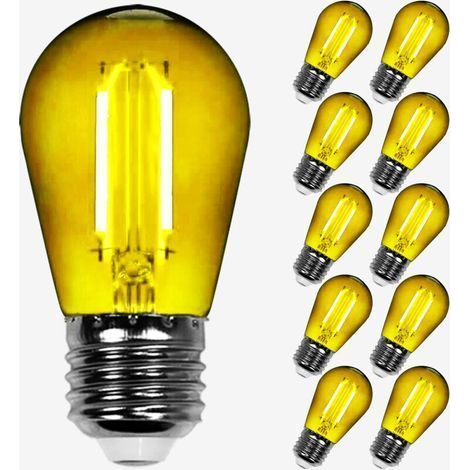 Lot de 10 Ampoules Filament Dimmable Led jaune conçues pour Guirlande Guinguette IP65 2W - Ampoule Led E27 Jaune- Ampoule 5cm pour Guirlande Guinguette Culot E27 Multicolores (1/5)