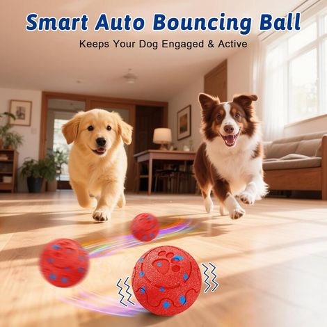 Interaktiver Hundeball, selbstfahrender Smartball, unzerstörbarer Ball, rollender Ball mit 3 Modi, Spielzeug für mittelgroße und große Hunde (Rot) (1/5)