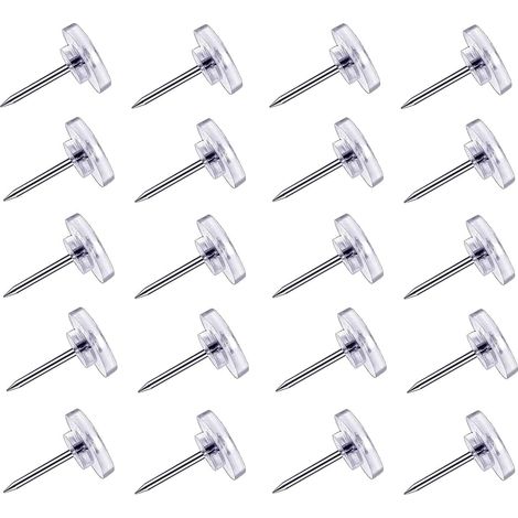 20 Pieces Transparent Push Pins, 16 mm Flat Wall Push Pins and Push Pins with Storage Box for