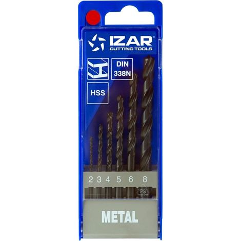 coffret 6 forets HSS DIN338N Izar de 2 à 8 mm (1/2)
