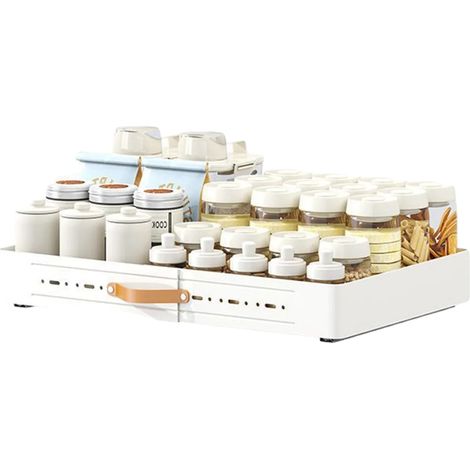 Organisateur de Cabinet, Design Coulissant, Installation Facile, Blanc, M (1/2)