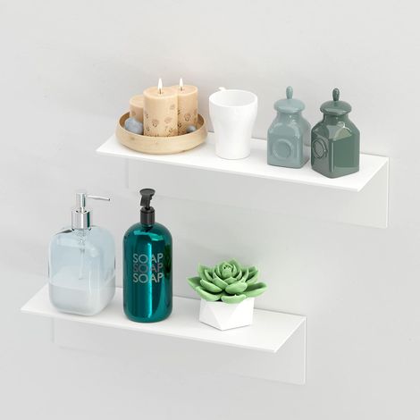 Etagere Blanc sans Percage,Lot de 2 Étagères sans Perçage 40CM Large (1/5)