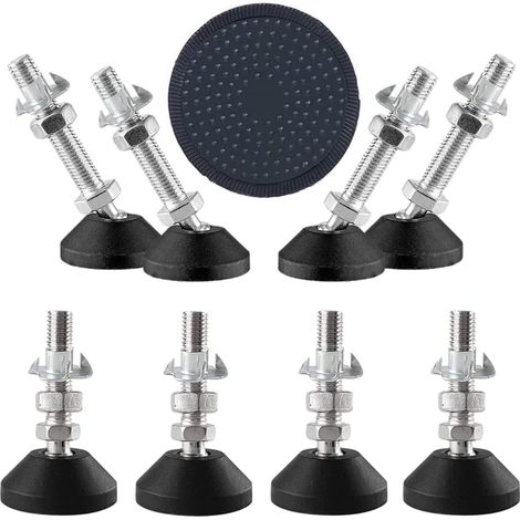 GABRIELLE Juego de 8 pies niveladores M8 x 50 x 50 mm, capacidad de carga 450 kg, pies giratorios regulables en altura para muebles.