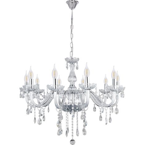 Elegante lámpara de araña con cristales Cristallo 10x40W E14 Candellux (1/2)