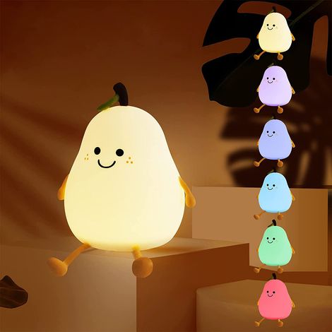 Veilleuse LED pour enfants, ampoule rechargeable, lampe de nuit bébé USB en silicone, lampe d'allaitement à intensité variable, lampe tactile, changement de couleur, fonction minuterie (1/4)